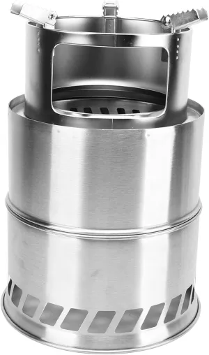 Wood Burning Camping Stove Stainless Steel Potable Backpacking Wood Stoves with Storage Bag for Tent Heating BBQ