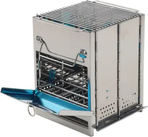 Wood Burning Folding Camp Stove,Stainless Steel Stove,Foldable Grill Survival, Easy to Carry