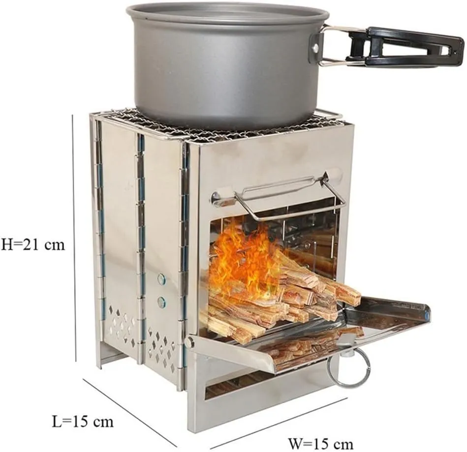Wood Burning Stove Mini BBQ Grill with Carry Bag for Backpacking Hiking Camping Cooking Tools