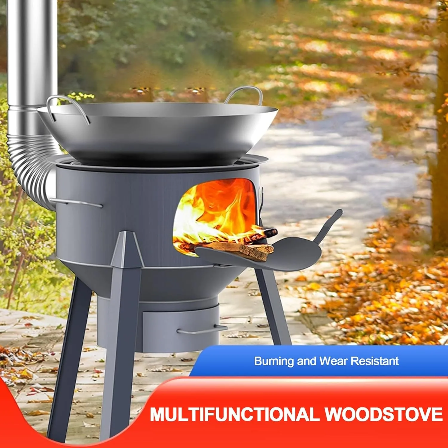Wood Burning Stove, Outdoor Camping Wood Stove, Removable and Detachable Design, Multifunctional Thickened Stove with Adjustable Rim for Cooking Ingredients, Portable and Durable.