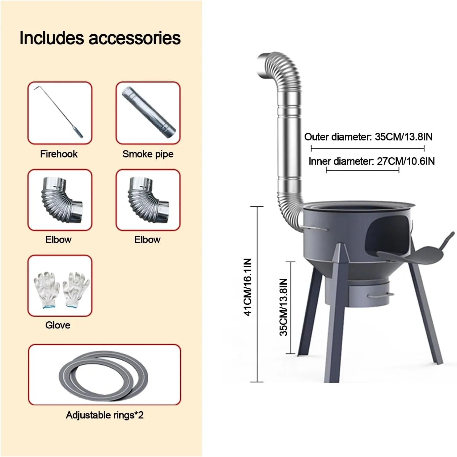 Wood Burning Stove, Outdoor Camping Wood Stove, Removable and Detachable Design, Multifunctional Thickened Stove with Adjustable Rim for Cooking Ingredients, Portable and Durable.