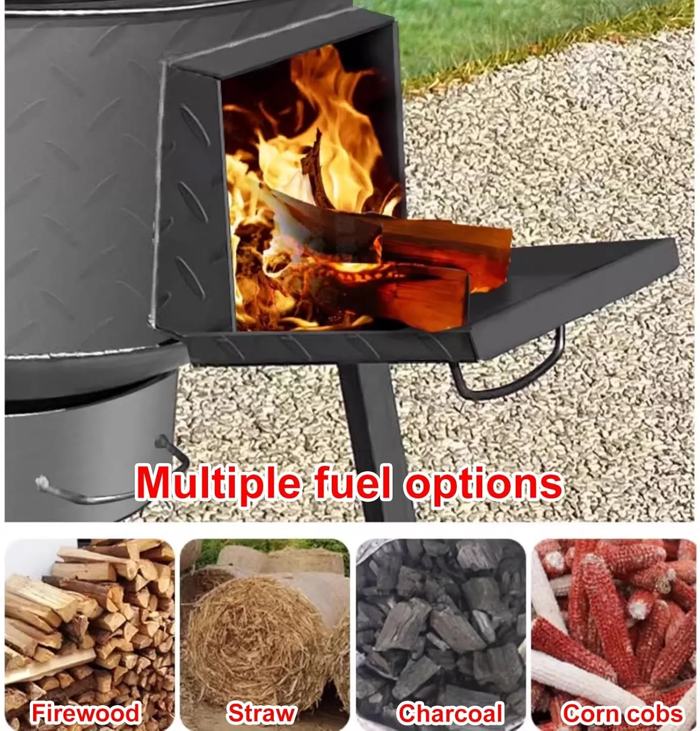 Wood Burning Stove, Outdoor Pot Belly Stove for Cooking, Camping with Chimney Pipes, Detachable Firewood BBQ Picnic