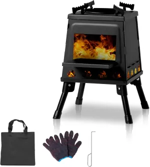Wood Burning Stove, Portable Camping Stove Outdoor Camp Stove with Carrying Bag for Backpacking Cooking Heating Picnic Hiking Travel
