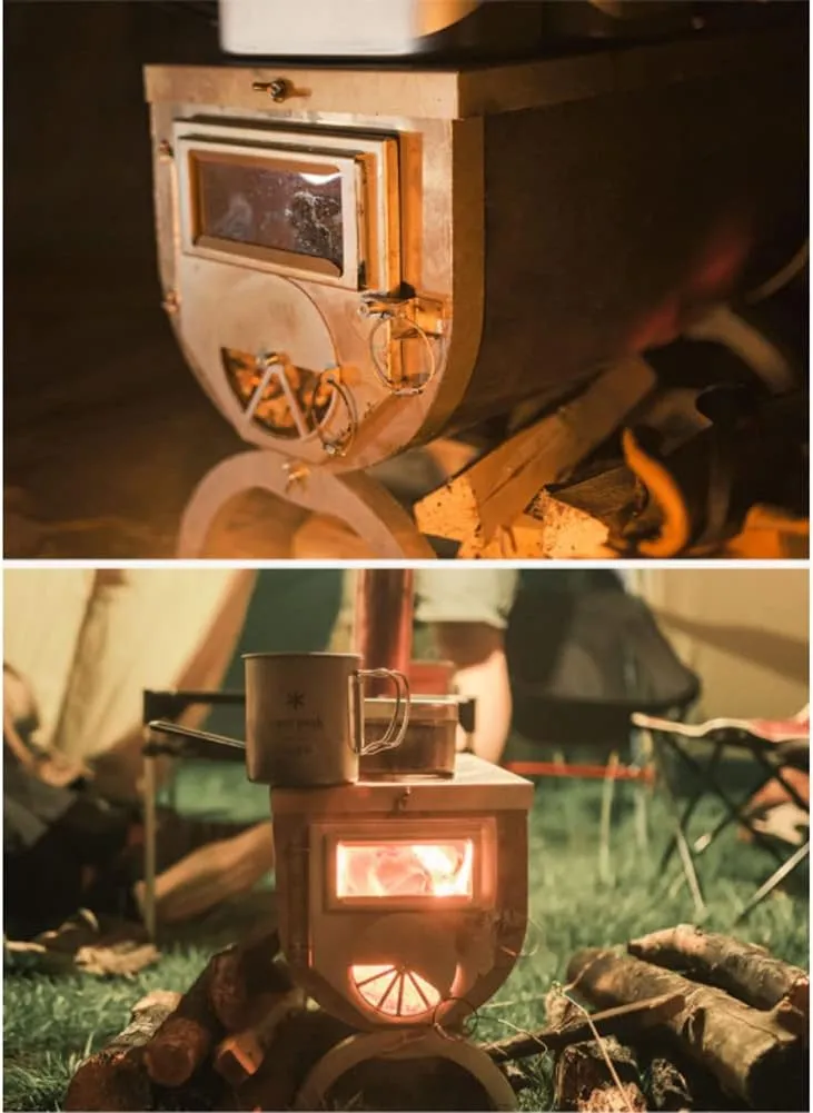 Wood Burning Stove - Small Tent Stove Stainless Steel, Portable Outdoor Camping Stove with Pipe for Winter Camping, Hunting, Cooking, Hiking, Fishing