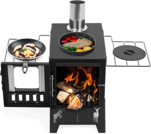 Wood Burning Stove,Portable Tent Stove for Heating Folding Portable Wood Stove, Tent Stove for Heating, Camping Stove include Pipes for Tent, Cooking, Courtyard, Camping Stove 1 Set