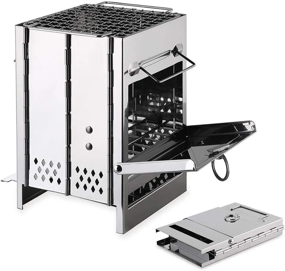 Wood Stove,Wood Burning Stove,Foldable Camping Cook Stove Backpacking Barbecue Grill Tent Heating Stove/Sier
