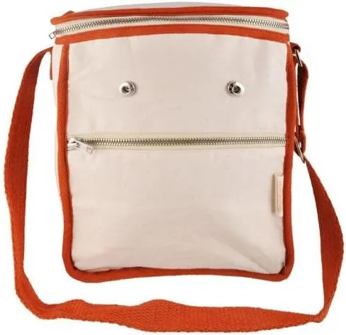 Wool Insulated Organic Cotton Lunch Bag - Orange Trim