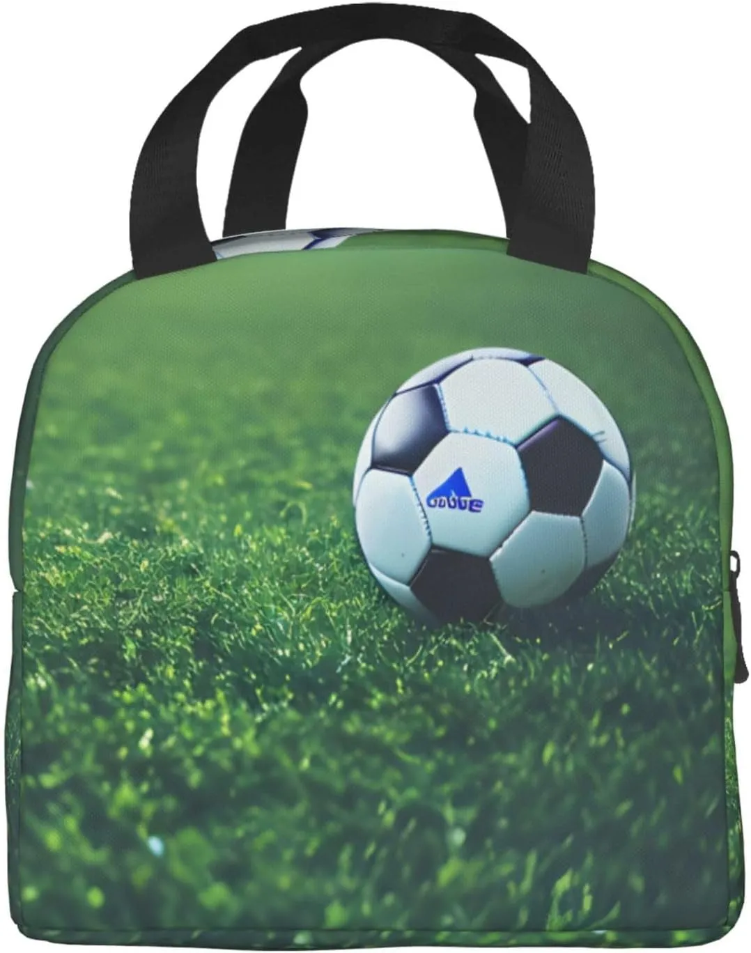 Work Lunch Box,Soccer Ball On Grassy Travel Lunch Bag for Women Men,Large Capacity Reusable Insulated Lunch Container