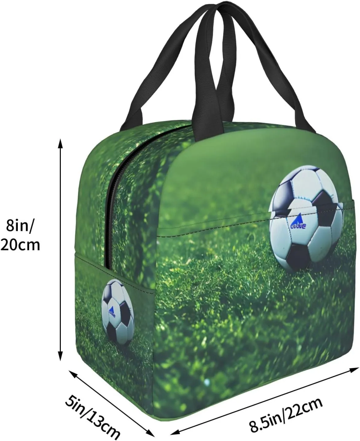 Work Lunch Box,Soccer Ball On Grassy Travel Lunch Bag for Women Men,Large Capacity Reusable Insulated Lunch Container