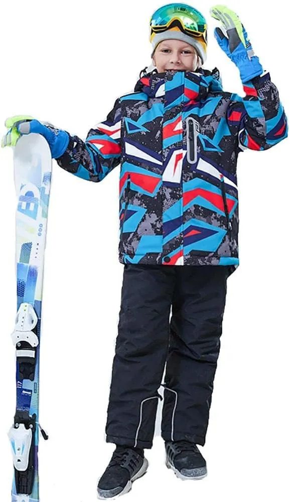 WOWULOVELY Girls Boy's Winter Ski Jackets Waterproof Kids Snowboarding Jacket Snow Coat Thicken Warm Hooded Ski Jacket