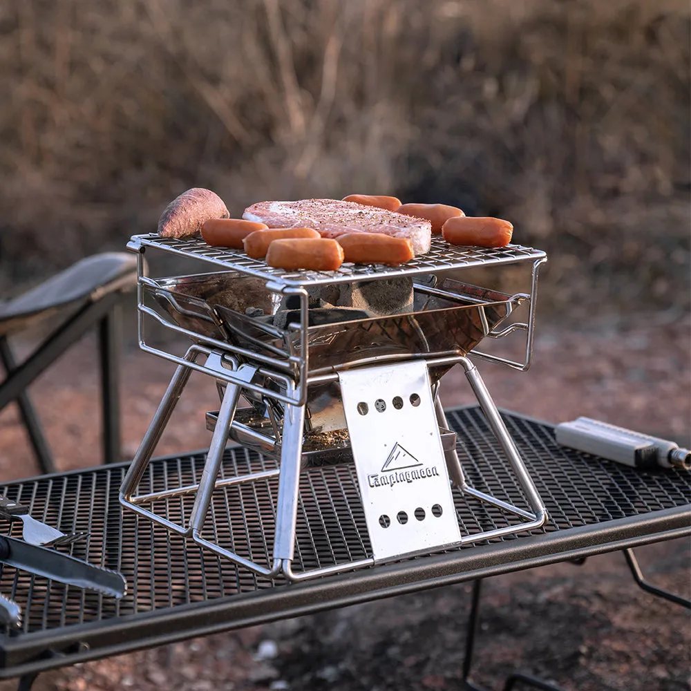 X-MINI Small Portable Stainless Steel Tabletop Charcoal Grill with Carry Bag