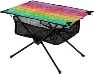 xigua Colored Stripes Folding Camping Table,Portable Camp Table with Carry Bag Beach Table Folding Table for Picnic, Camp,Party,Travel112