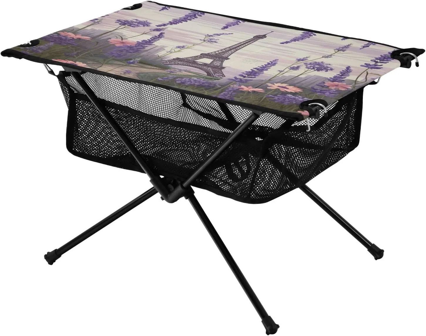xigua Eiffel Tower and Lavender Folding Camping Table,Portable Camp Table with Carry Bag Beach Table Folding Table for Picnic, Camp,Party,Travel219