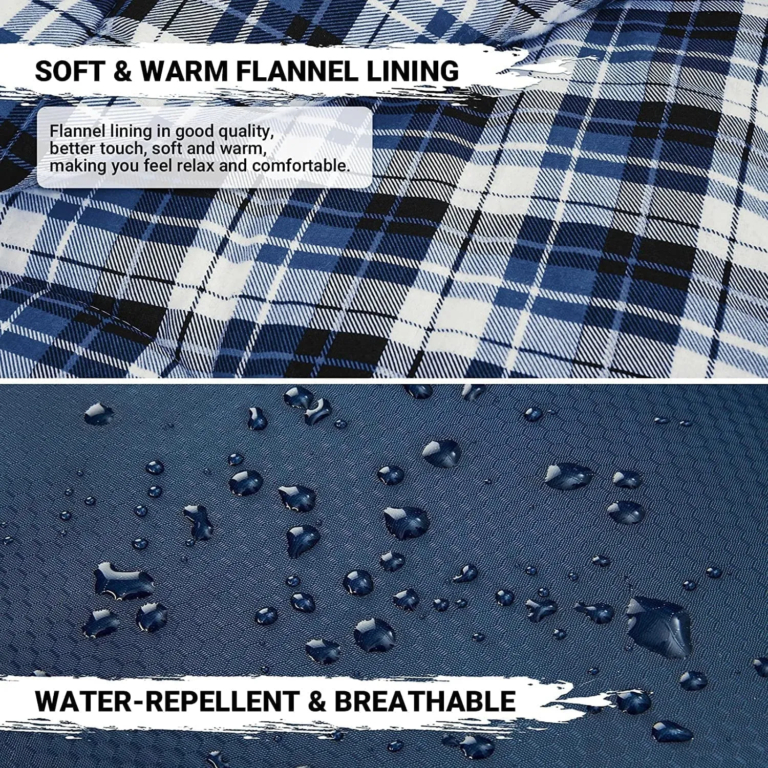 XL Flannel Sleeping Bag - Lightweight, Waterproof, 4-Season Comfort for Cold Weather Camping & Backpacking - Zip Together Design - Ideal for Big & Tall Adults - Navy