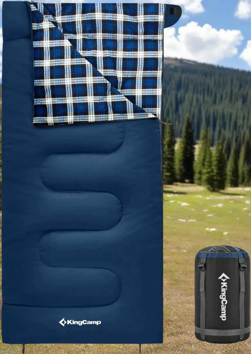 XL Flannel Sleeping Bag - Lightweight, Waterproof, 4-Season Comfort for Cold Weather Camping & Backpacking - Zip Together Design - Ideal for Big & Tall Adults - Navy