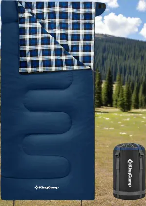 XL Flannel Sleeping Bag - Lightweight, Waterproof, 4-Season Comfort for Cold Weather Camping & Backpacking - Zip Together Design - Ideal for Big & Tall Adults - Navy