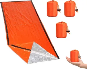 XPSSJMU Emergency Sleeping Bag 5 Pack, 2024 New Thermal Waterproof Bivy Sack Blanket for Survival - Tiny Portable Outdoor Gear for Camping, Hiking