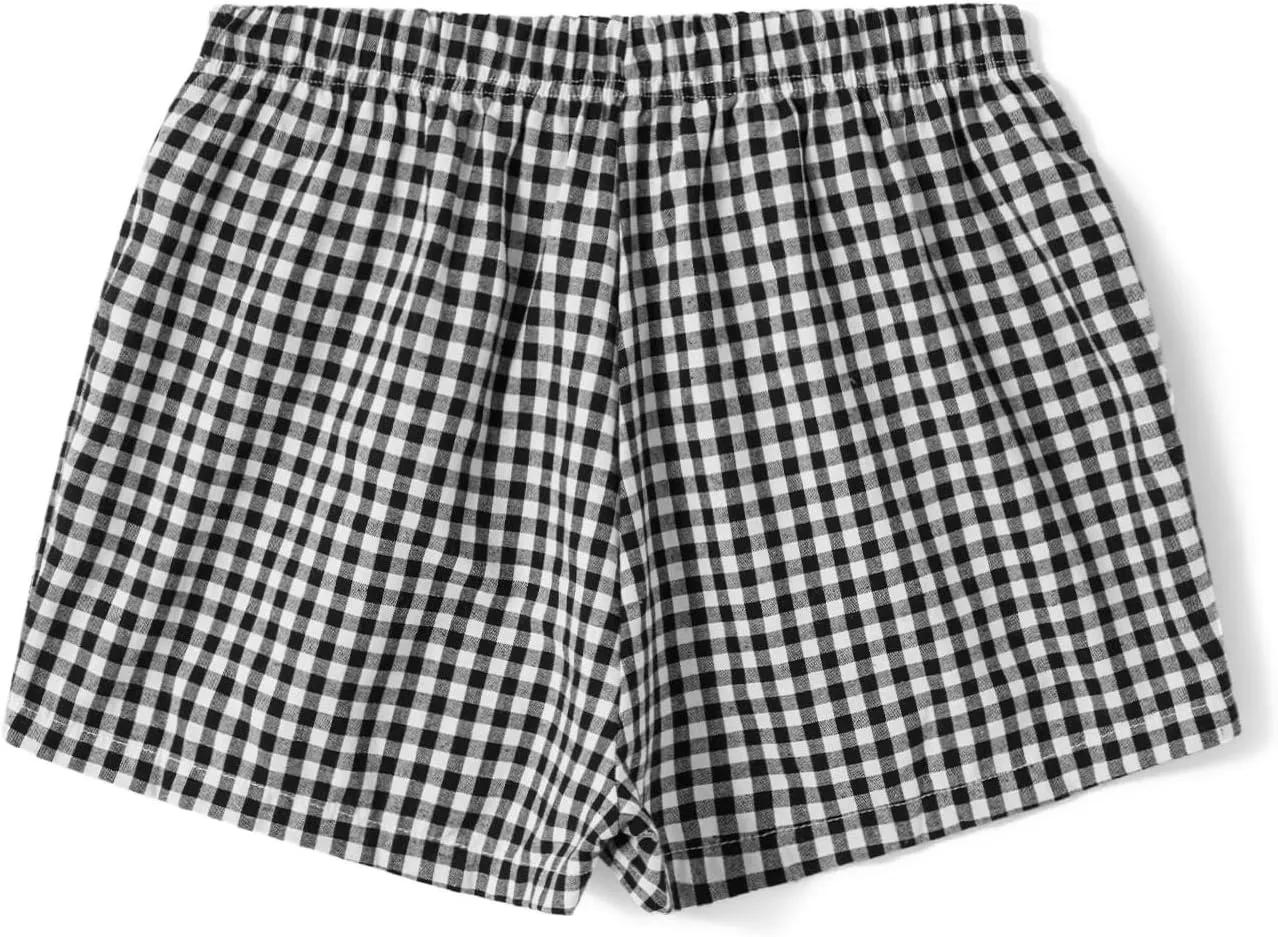 Y2k Women Gingham Boxer Shorts Low Rise Micro Pajamas PJ Sleep Short Pants Plaid Sleepwear Sleeping Lounge Bottoms