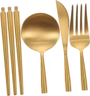 Yardwe Camping Plate and Utensil Set 4pc Removable Camping Cutlery Fork Knife Spoon and Chopsticks