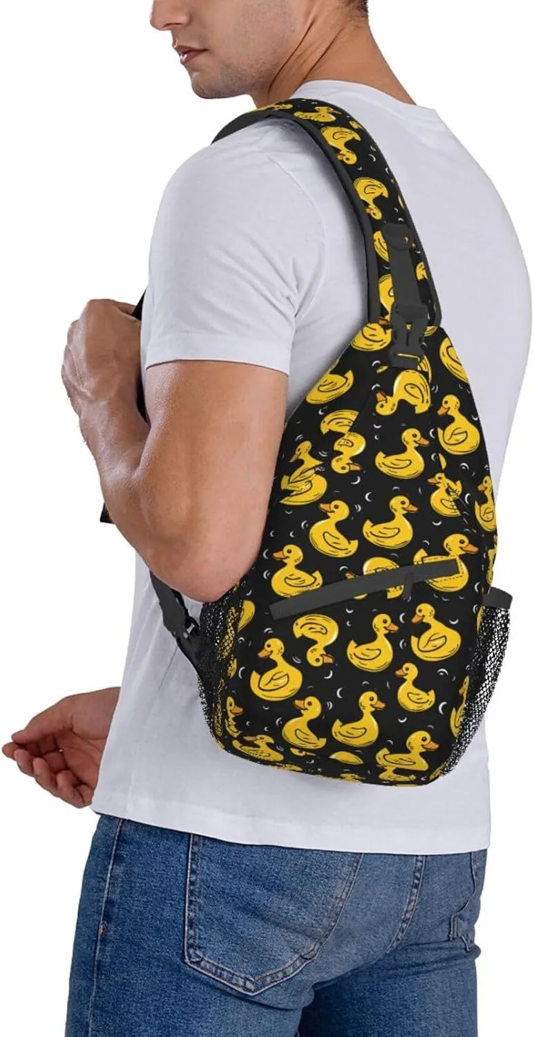 Yellow Rubber Ducks Cartoon Ducks Sling Backpack Hiking Backpack Crossbody Bag Sports Lightweight And waterproof Chest Bag Shoulder Bag For Women Men