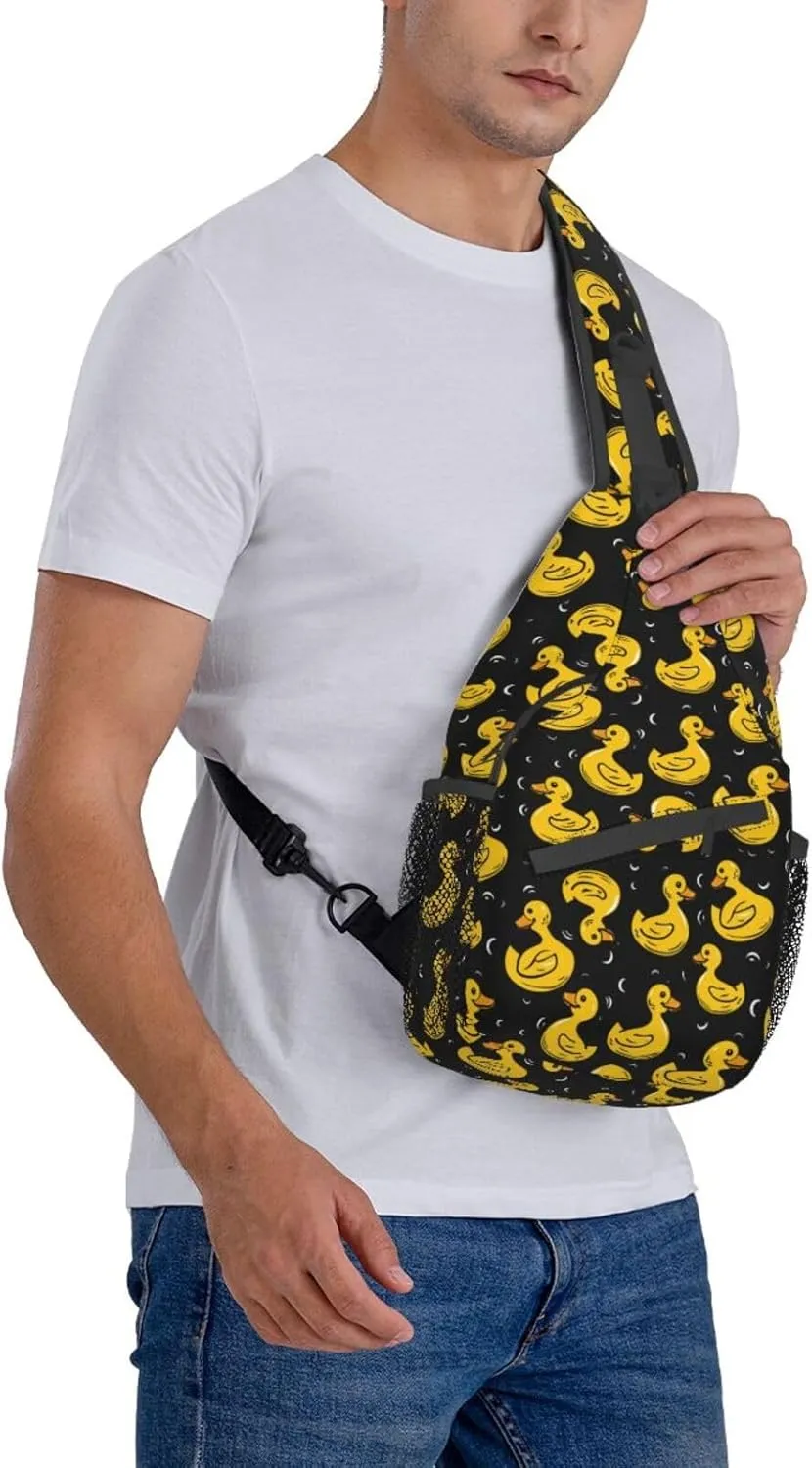 Yellow Rubber Ducks Cartoon Ducks Sling Backpack Hiking Backpack Crossbody Bag Sports Lightweight And waterproof Chest Bag Shoulder Bag For Women Men