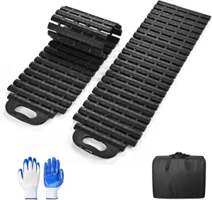 Yescom Tire Traction Mats Portable Recovery Tracks, Non-Slip Tire Grip Aid, Car Auto Escape Mat, Emergency Devices for Pickups Trucks Van Snow, Ice, Mud, Sand(2 Packs * 39.4in)