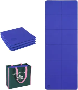 Yoga Mat 1/4-Inch Thick Folding Yoga Travel Mat TPE Eco-friendly High Density Anti-Tear Non-Slip Exercise & Fitness Mat, Foldable Easy Multipurpose Exercise Mat for Pilates, Home Workout etc
