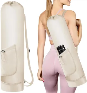 Yoga Mat Bag with Water Bottle, Full Zip Yoga Mat Carrier with Adjustable Strap and Pocket, Waterproof for Women and Men