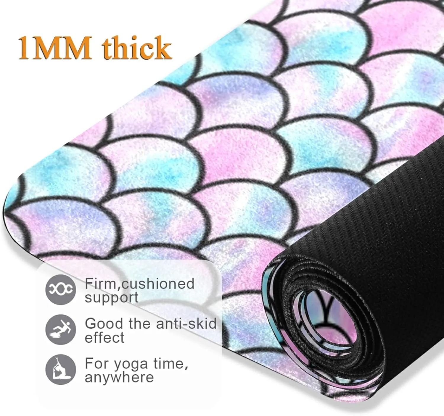 Yoga Mat Non Slip Rubber Fitness Safe Exercise Mat with Bag Durable Folding Workout Mat for Pilates and Floor Exercises