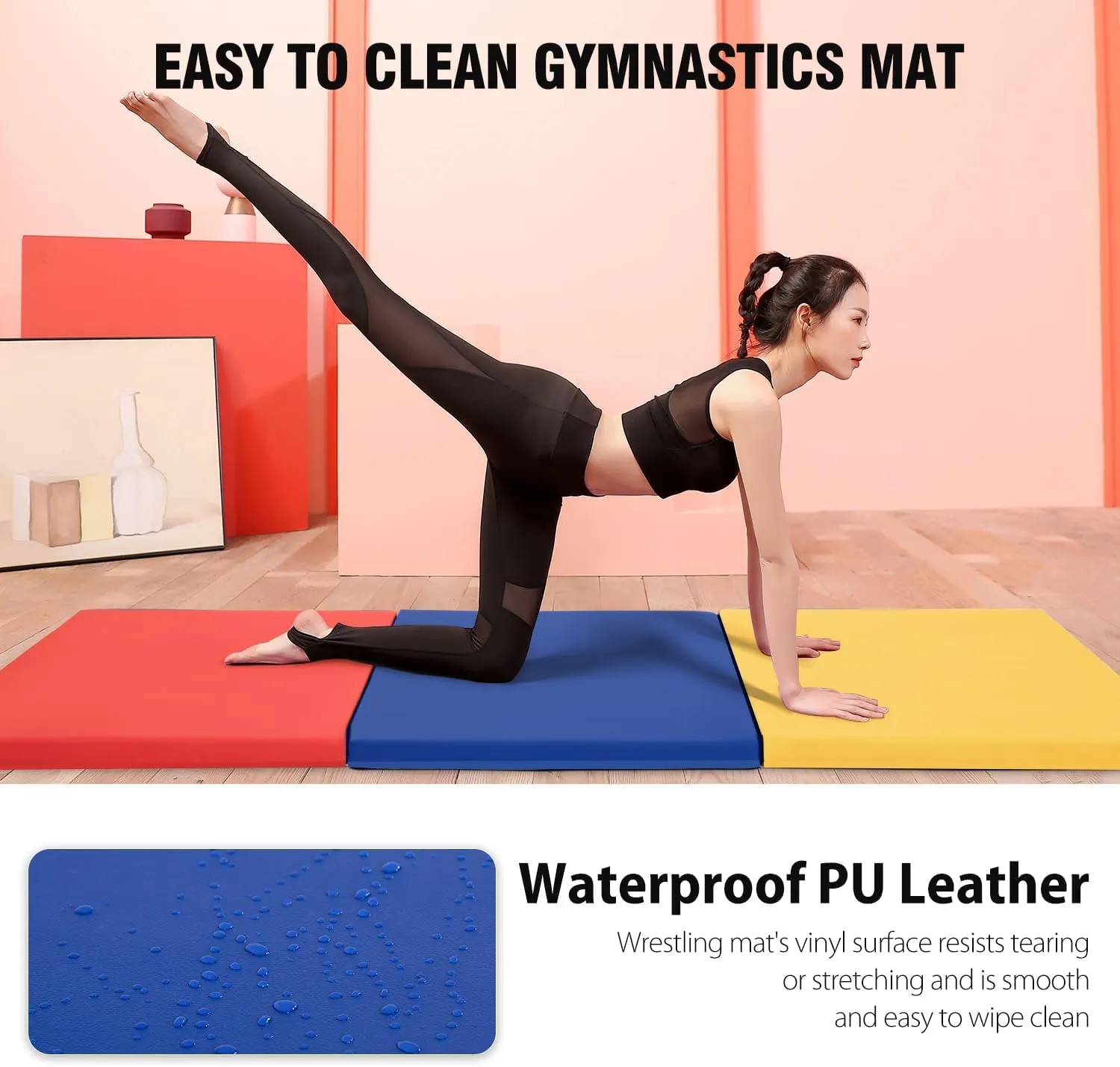 Yoga Mat Thick 2 Inch Workout Flooring for Home Gym - Exercise, Gymnastics, Tumbling, Pilates, Dance Equipment - Foldable Foam Play Mat for Kids and Adults