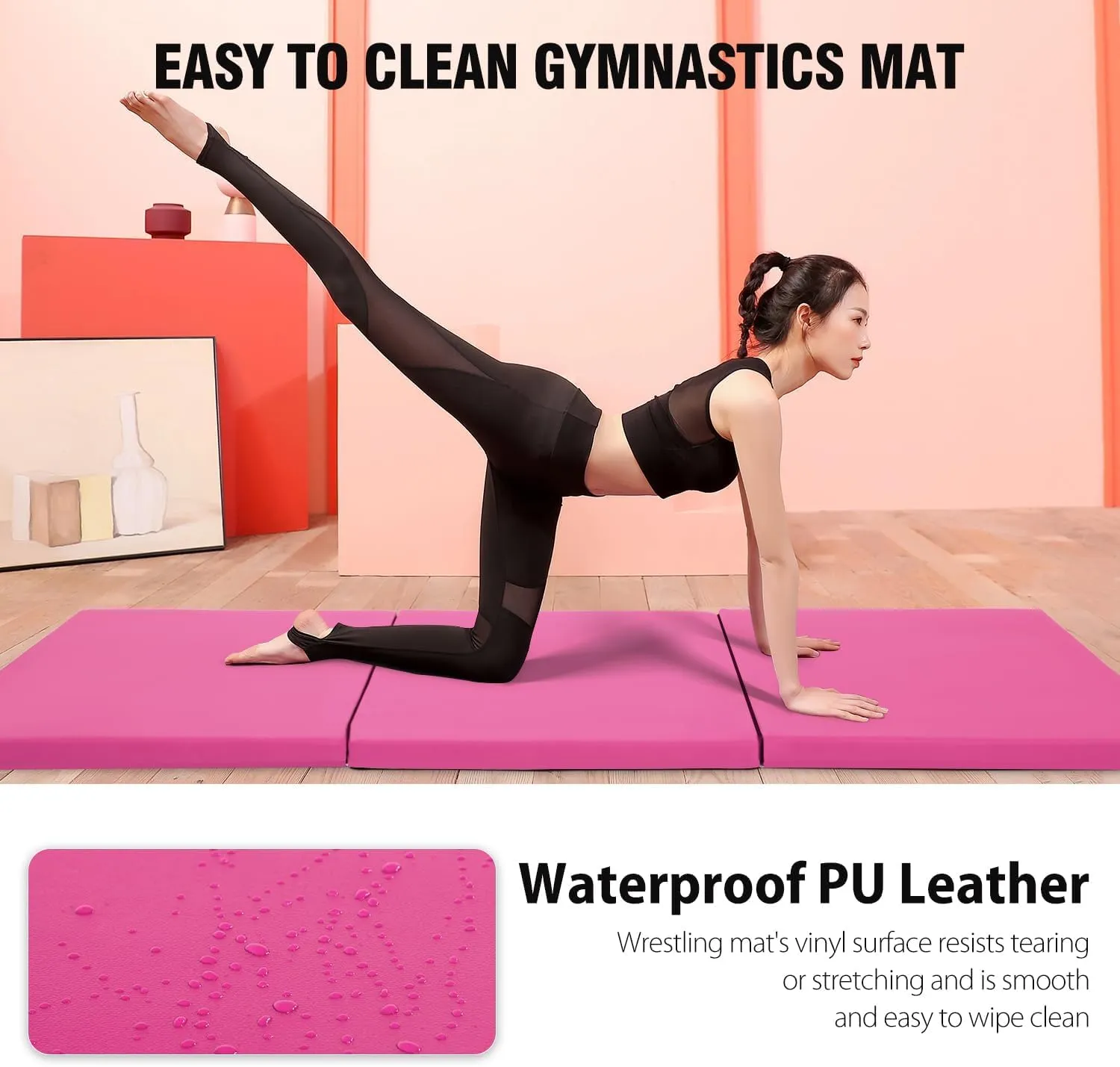 Yoga Mat Thick 2 Inch Workout Flooring for Home Gym - Exercise, Gymnastics, Tumbling, Pilates, Dance Equipment - Foldable Foam Play Mat for Kids and Adults