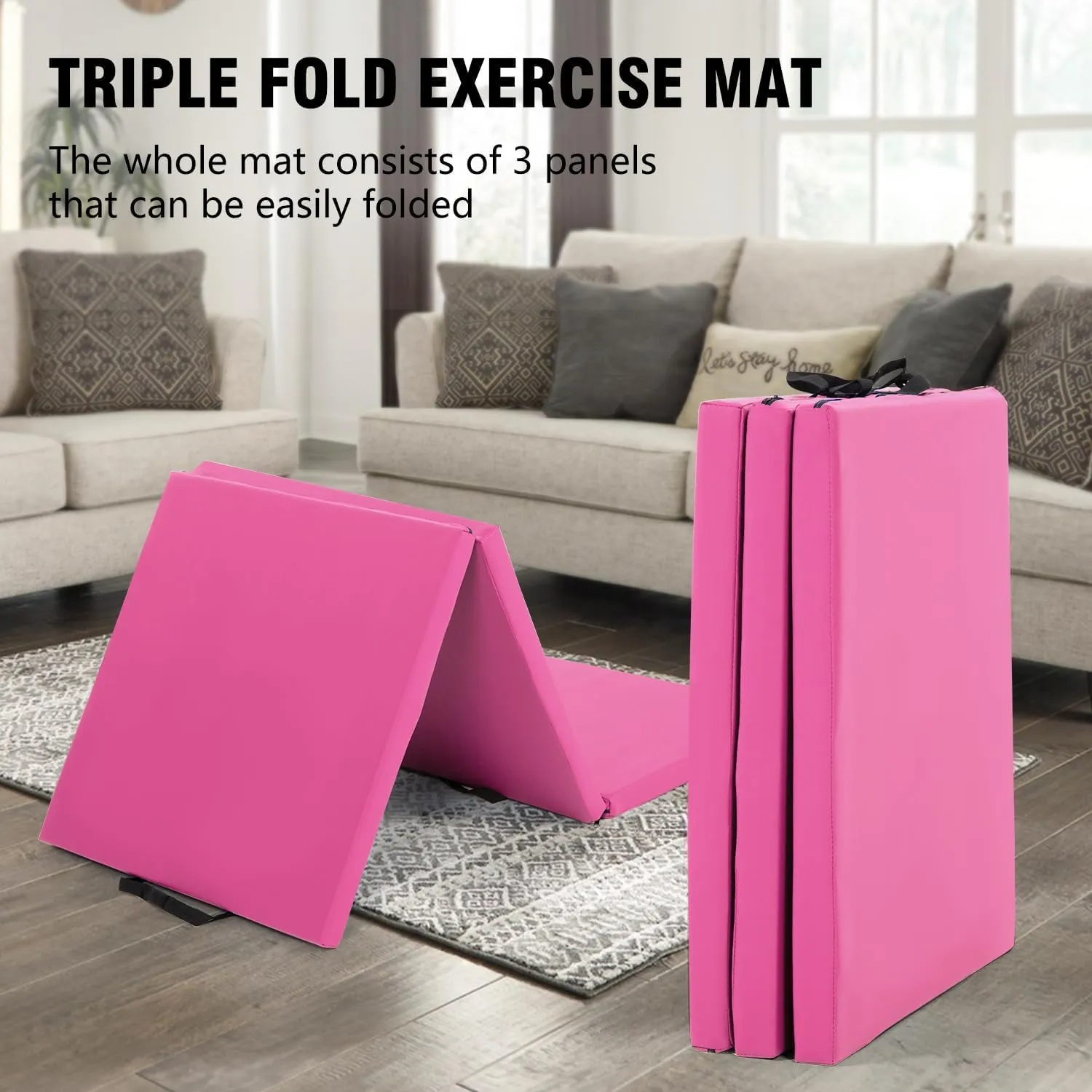 Yoga Mat Thick 2 Inch Workout Flooring for Home Gym - Exercise, Gymnastics, Tumbling, Pilates, Dance Equipment - Foldable Foam Play Mat for Kids and Adults