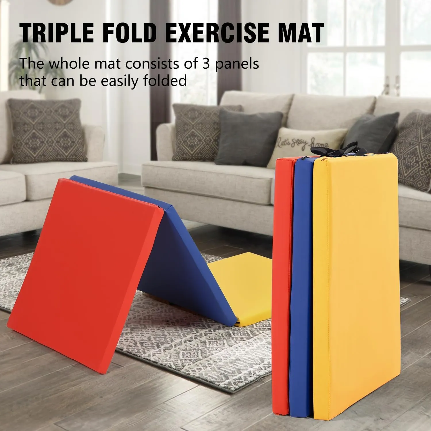 Yoga Mat Thick 2 Inch Workout Flooring for Home Gym - Exercise, Gymnastics, Tumbling, Pilates, Dance Equipment - Foldable Foam Play Mat for Kids and Adults