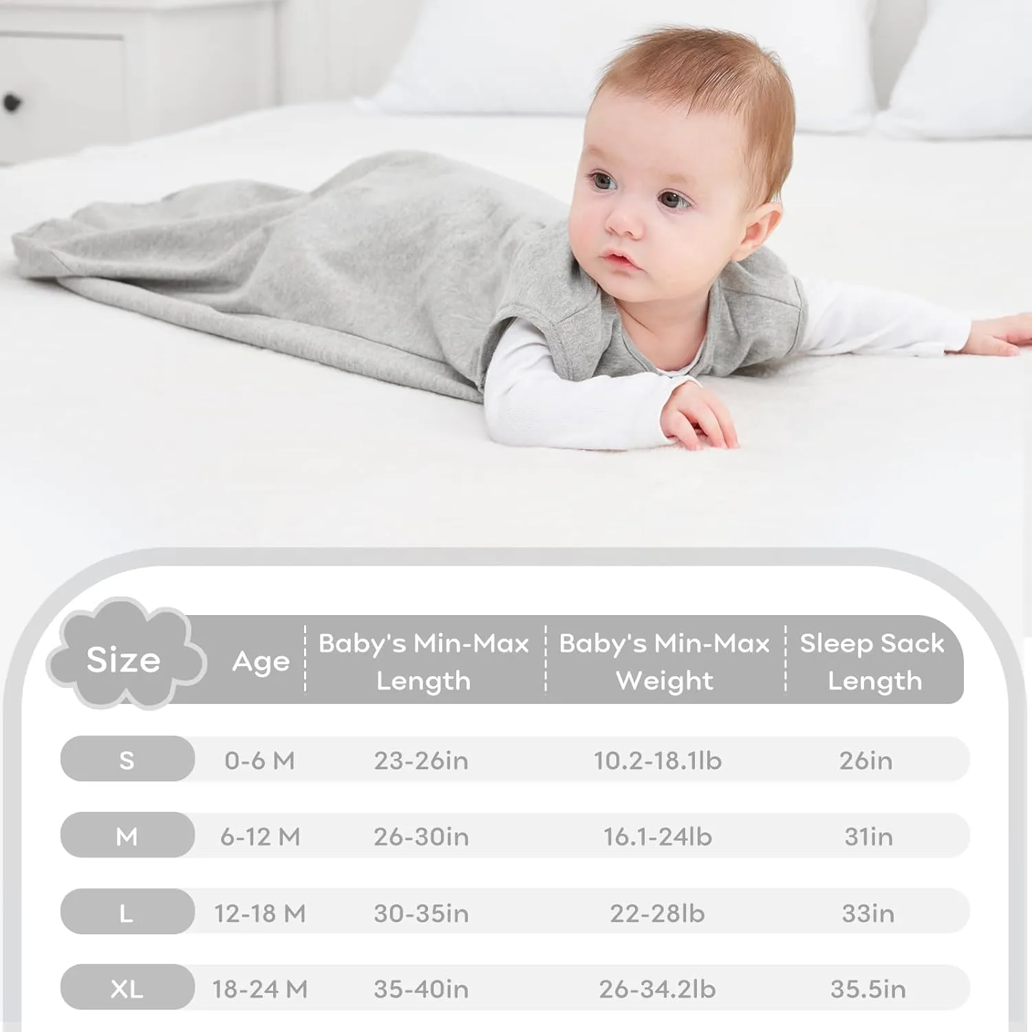 Yoofoss Baby Sleep Sack 12-18 Months 100% Cotton 0.5 TOG Baby Sleeping Bag 2-Way Zipper Toddler Wearable Blankets 3 Pack Breathable Lightweight (Large)