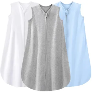 Yoofoss Baby Sleep Sack 12-18 Months 100% Cotton 0.5 TOG Baby Sleeping Bag 2-Way Zipper Toddler Wearable Blankets 3 Pack Breathable Lightweight (Large)