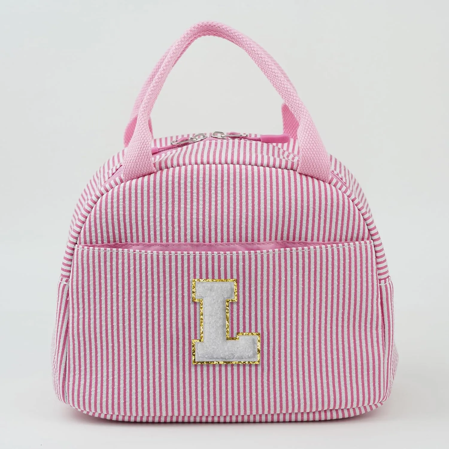 YOOLIFE Insulated Lunch Bag - Small Lunch Box Bags for Womens Teen Girls, Initial Pink Insulated Lunchbox Bag for Women Wife Mom Girlfriend Daughter Teacher Teen Girls Gifts Letter Lunchbox (Pink L)