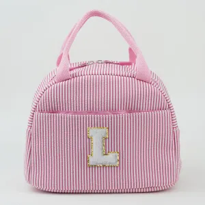 YOOLIFE Insulated Lunch Bag - Small Lunch Box Bags for Womens Teen Girls, Initial Pink Insulated Lunchbox Bag for Women Wife Mom Girlfriend Daughter Teacher Teen Girls Gifts Letter Lunchbox (Pink L)
