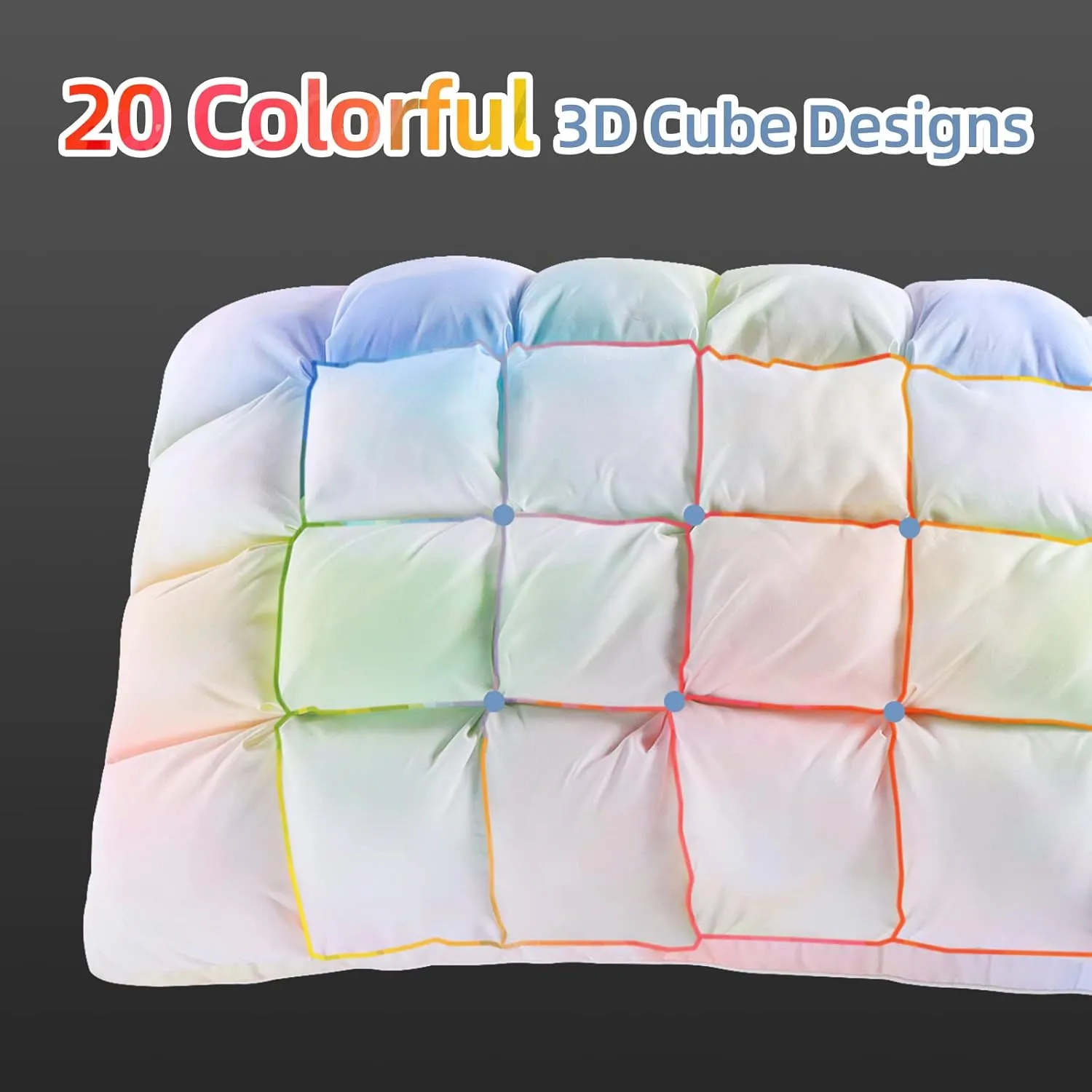 YOUR MOON Soft Pillows for Sleeping, Support Bed Pillows, Fluffy Down Alternative Pillow, Luxury Hotel Gel Pillows for Side Sleeping Standard Size (Rainbow)