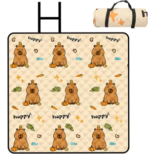 YRXRUS Picnic Blankets, Capybara Picnic Mat for Waterproof Foldable, 79”x79” Extra Large Thick, Sandproof Oversized Outdoor Mat, for Parties, Camping, Park, Travel, Grass Gifts