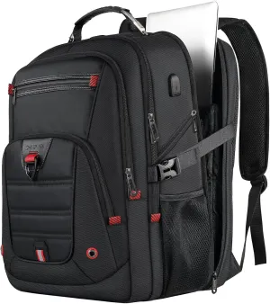 Z-MGKISS Extra Large Travel Backpack, 52L TSA Backpack 17.3 Inch, Anti-Theft 17 Inch Big Business Laptop Backpack for Men & Women, Water Resistant College Rucksack Bag with USB Port, Black