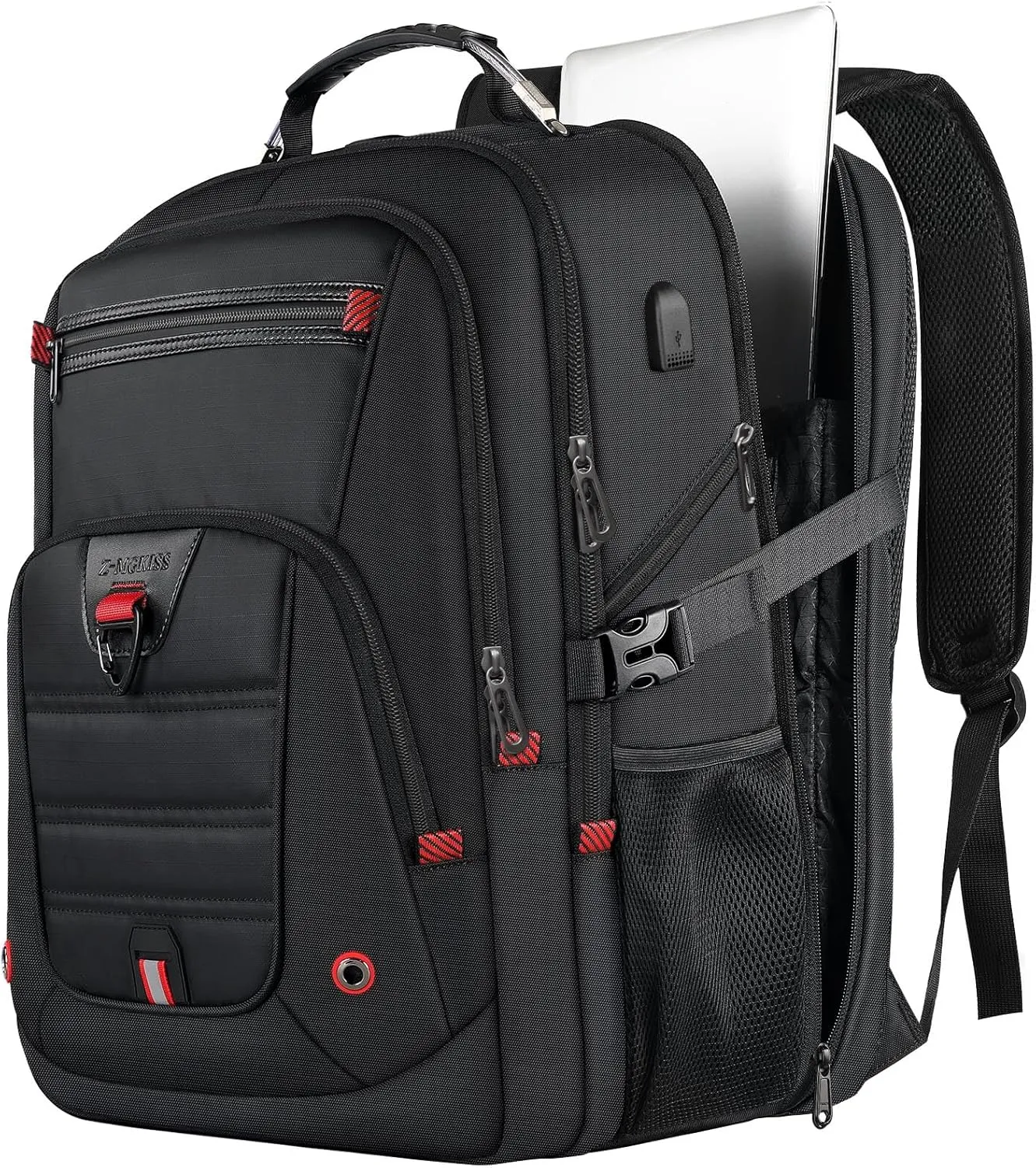 Z-MGKISS Extra Large Travel Backpack, 52L TSA Backpack 17.3 Inch, Anti-Theft 17 Inch Big Business Laptop Backpack for Men & Women, Water Resistant College Rucksack Bag with USB Port, Black