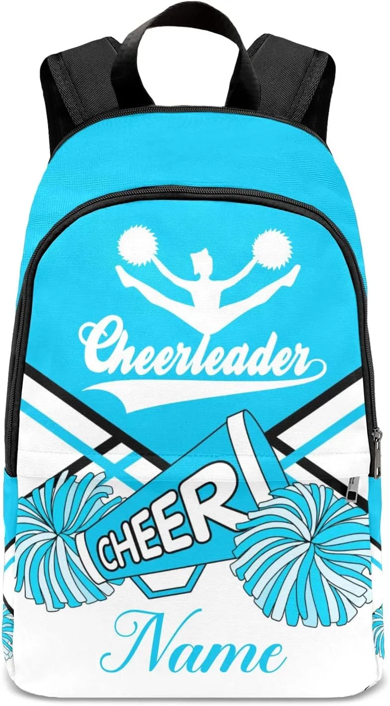 zaaprintblanket Personalized Cheerleader Cheer Sky Blue White Backpack Casual Daypack Bag for Man Woman