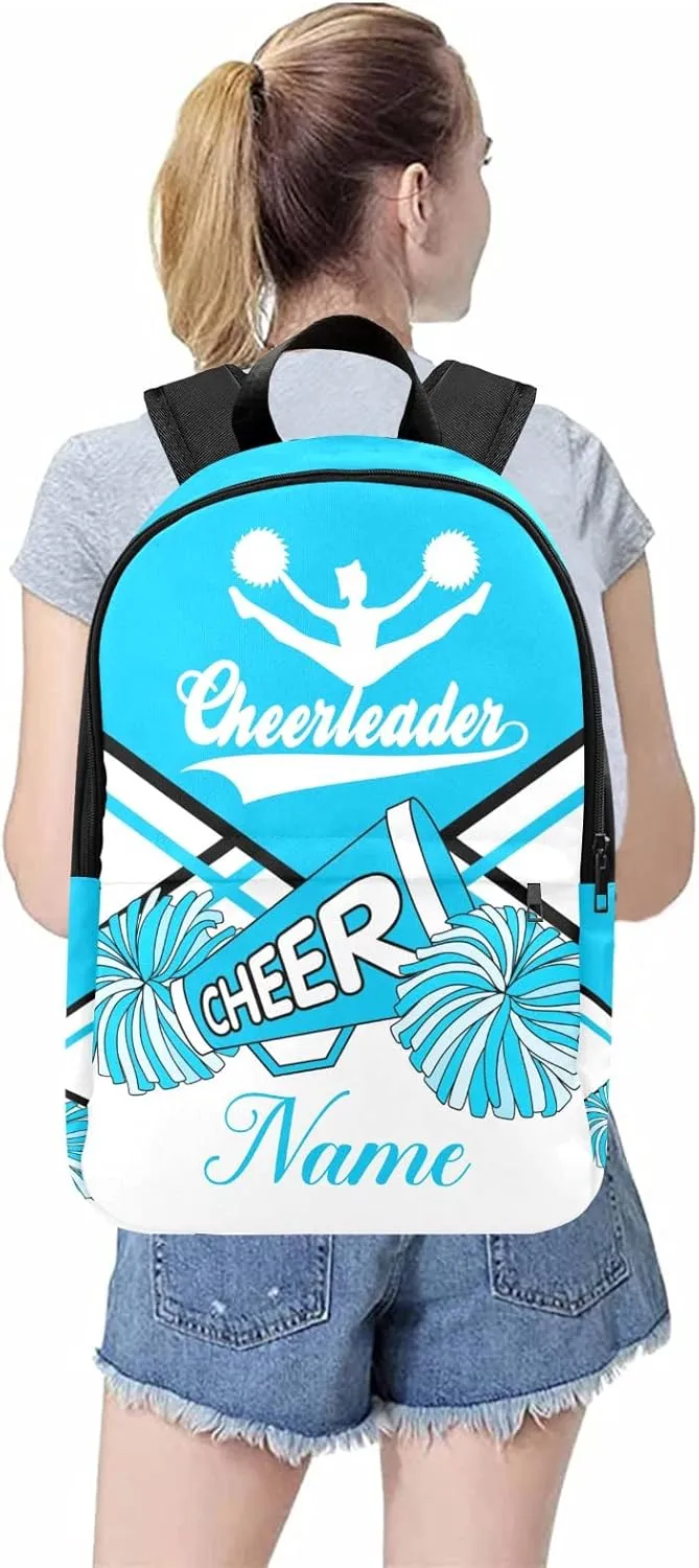 zaaprintblanket Personalized Cheerleader Cheer Sky Blue White Backpack Casual Daypack Bag for Man Woman
