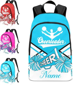 zaaprintblanket Personalized Cheerleader Cheer Sky Blue White Backpack Casual Daypack Bag for Man Woman