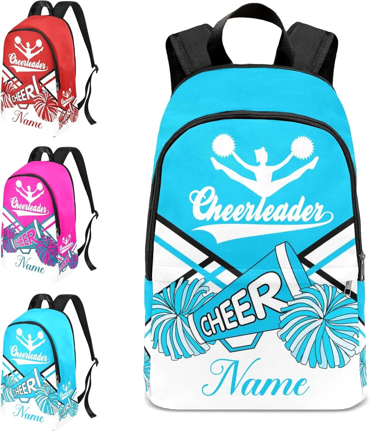 zaaprintblanket Personalized Cheerleader Cheer Sky Blue White Backpack Casual Daypack Bag for Man Woman