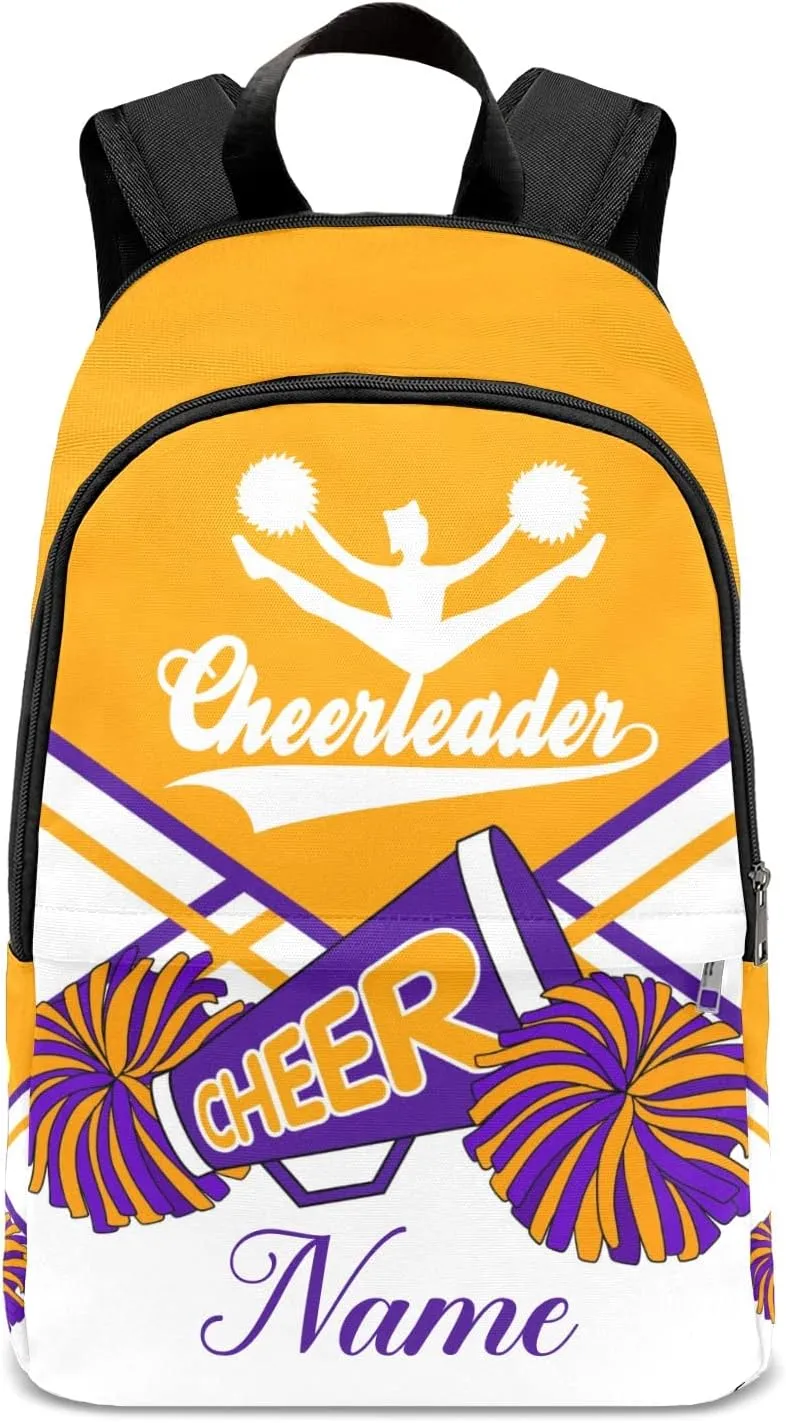 zaaprintblanket Personalized Cheerleader Cheer Yellow Purple Backpack Casual Daypack Bag for Man Woman