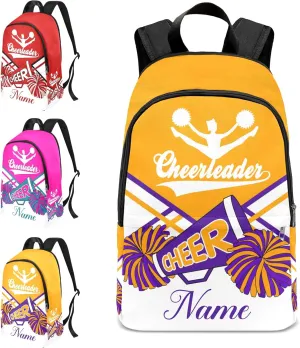 zaaprintblanket Personalized Cheerleader Cheer Yellow Purple Backpack Casual Daypack Bag for Man Woman