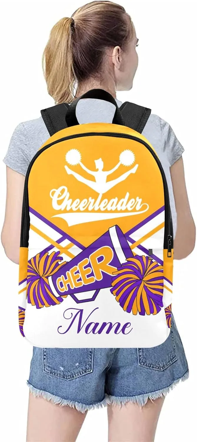 zaaprintblanket Personalized Cheerleader Cheer Yellow Purple Backpack Casual Daypack Bag for Man Woman