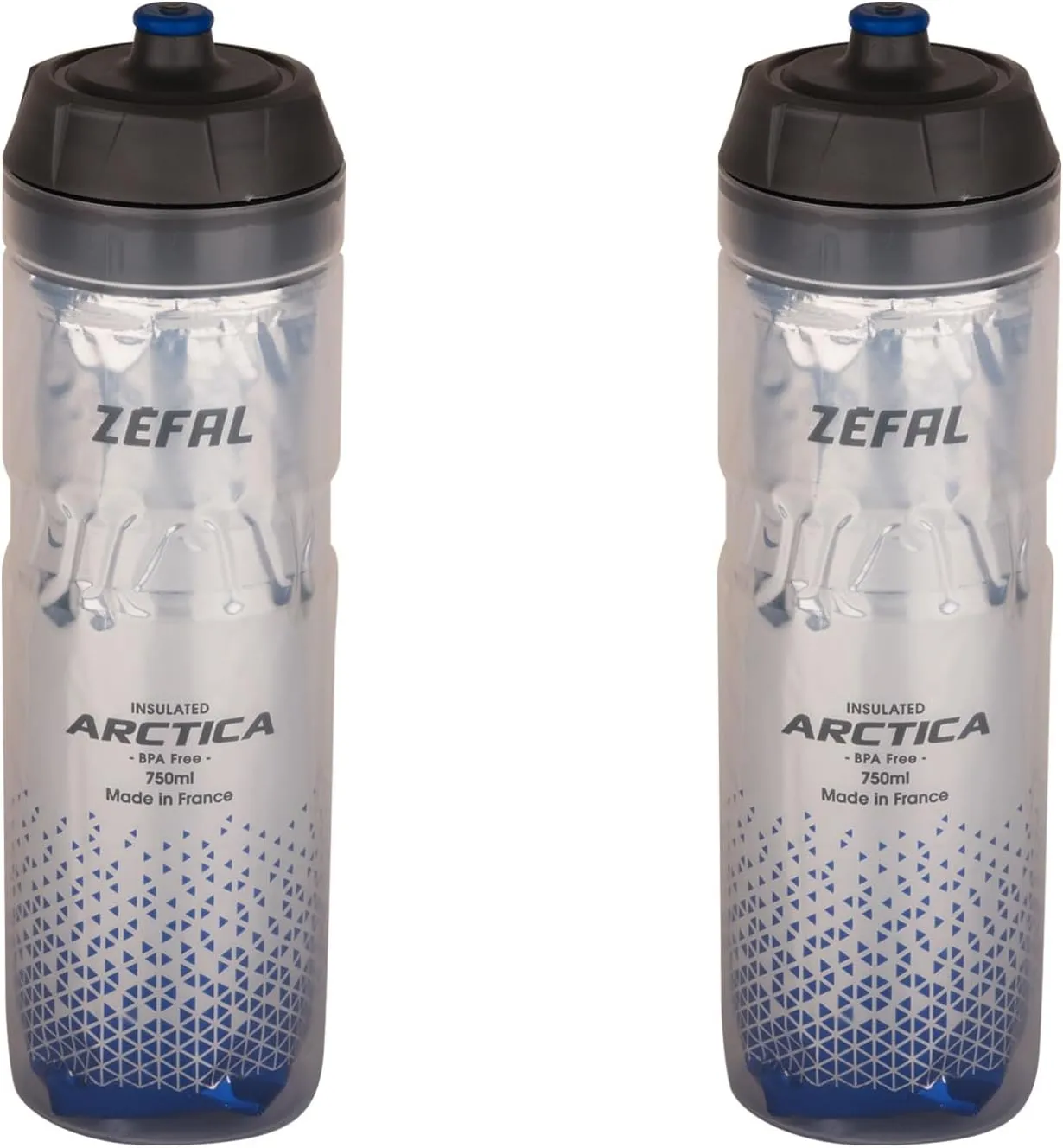 ZEFAL Pack Arctica 75 Bicycle Water Bottle, Insulated, 750 ml, Odourless, Waterproof Thermal Sports Bottle, BPA-Free, Silver/Blue, Pack of 2