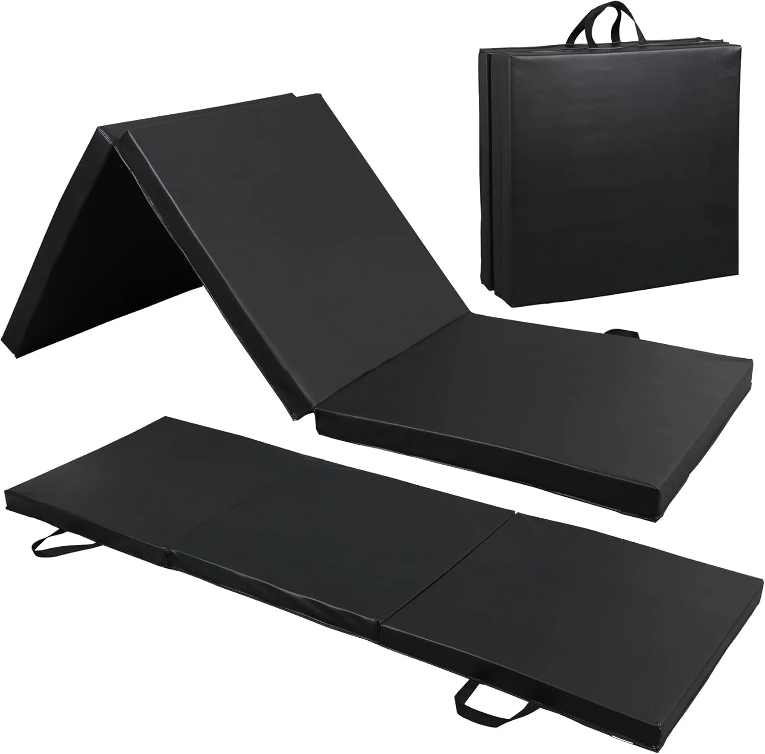 ZENY 2’’ Thick Tri-fold Folding Gym Exercise Mat Extra Thick Gymnastics Mat Tumbling Mat with Carrying Handles for Home Workout, Core Workouts, Stretching, MMA, Yoga